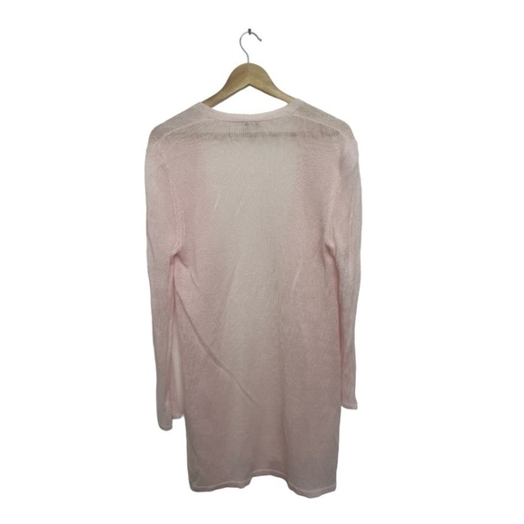 J Jill Pink Lightweight Long Cardigan Sweater Open Front Linen Rayon Size Medium - Picture 2 of 9